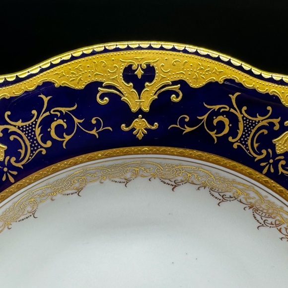 Coalport 5351 Cobalt Blue Gold Lace Rimmed Soup Bowls(Pair) Bone China England - Picture 7 of 7